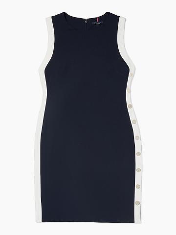 Női Tommy Hilfiger Essential Ujjatlan Sheath Dresses Sötétkék | HU 74JPQ